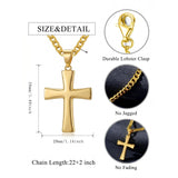 Cross Pendant Necklace for Men 14K Gold Plated Minimalist Christian Jewelry Religious Gift
