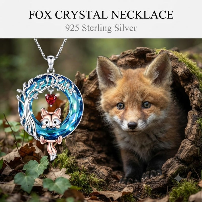 Sterling Silver Blue Crystal  Tree of Life Raccoon Bunny Cat Corgi  Pendant  Necklace  Anniversary Birthday Gifts