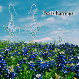 Sterling Silver Texas State Map Flag Dangle Earrings