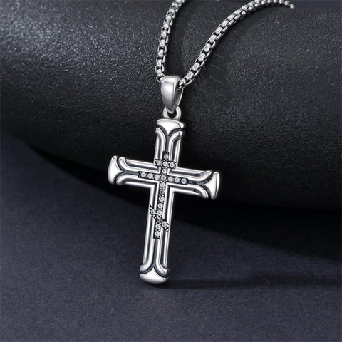 Sterling Silver Cross Christian Pendant Necklace