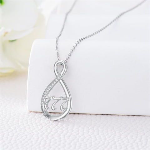 Sterling Silver 111 222 333 444 555 777 888 999 Infinity Angel Number Pendant Necklace