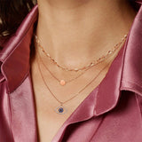 14K Gold Round Small Coin Pendant Necklace