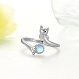 Sterling Silver  Moonstone Snake Fox Cat Octopus Wolf Ring