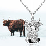 Highland Cow Necklace for Women Sterling Silver Scottish Highland Cow Pendant Scotland Hyland Animal Lover Jewelry