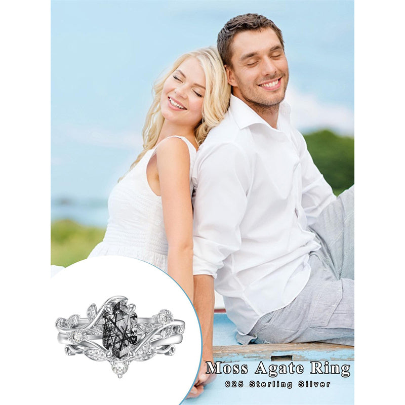 Sterling Silver Pear Oval Kite Heart Hexagon Emerald Coffin Cut Gemstone Engagement Promise Ring Set