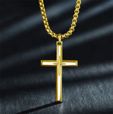 925 Sterling Silver Cross Pendant Necklace for Men Boys with 3mm Rolo Chain 22+2 inches