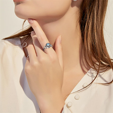 Sterling Silver Moonstone Butterfly Urn Ring for Ashe With Engraved
