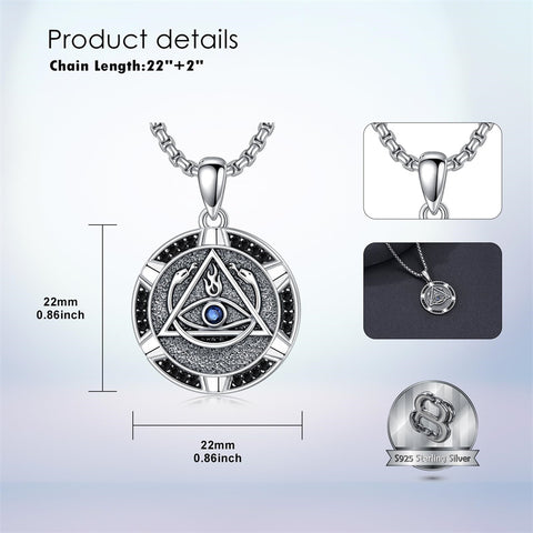 Sterling Silver AA Sobriety Snake Pendant Necklace for Men
