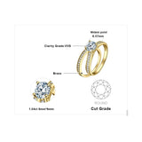 14K Gold Plated 1CT Cubic Zirconia  Wedding Eternity Band Engagement Ring Set for Women