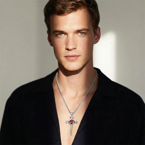 Sterling Silver Star Of David  Cross Pendant Necklace