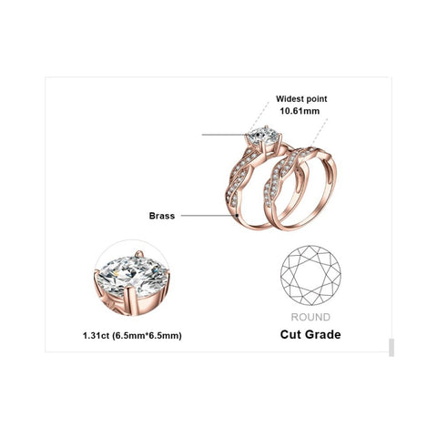 14K Gold Plated  1.5CT Cubic Zirconia  Wedding Bands Engagement Rings Promise Rings for Her