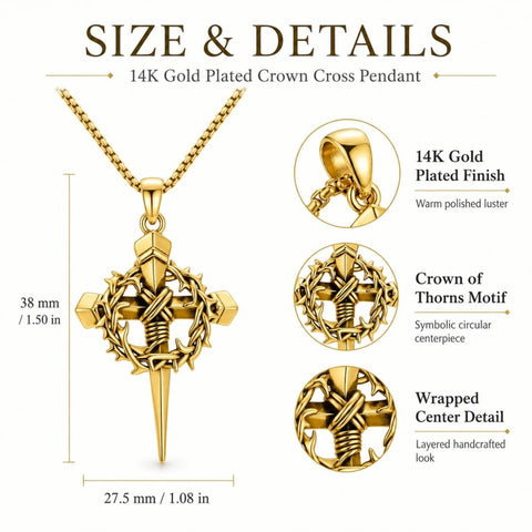 Crown of Thorns Religious Nail Cross Pendant Necklace