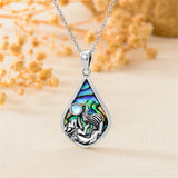 Sterling Silver Abalone Shell Moonstone Fox Pendant Necklace