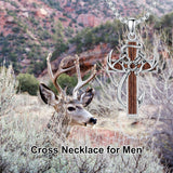 Sterling Silver Fish Hook Cross Pendant Necklace for Men