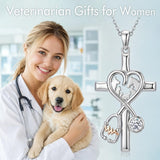 14K Gold Plated  Birthstone Stethoscope Cross Necklace Graduation Gifts for Women RN
