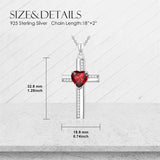 Sterling Silver 12 Birthstones Cross Religious Necklace for Women