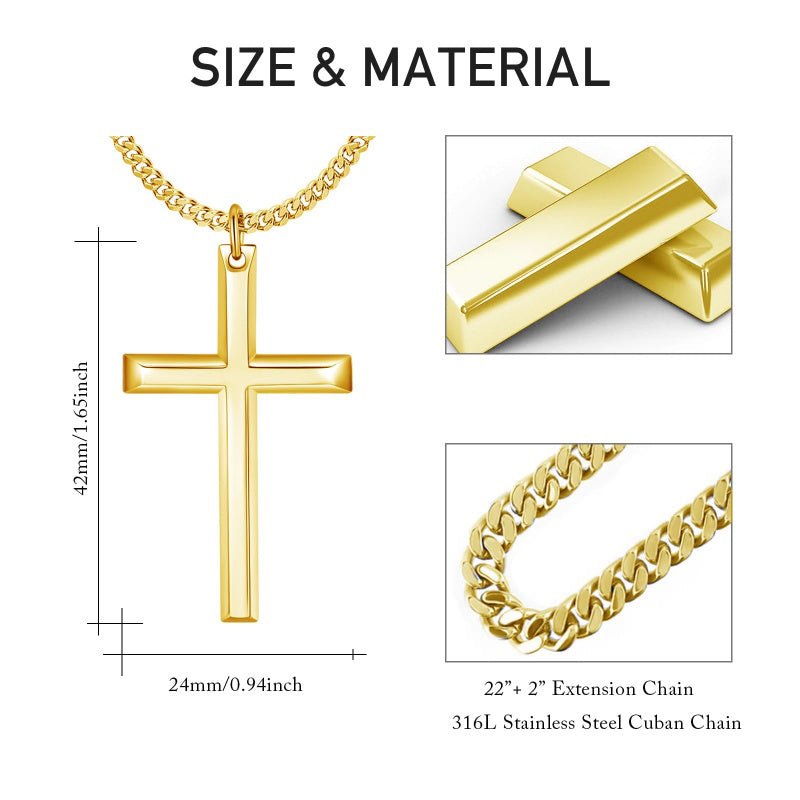 14K Gold Plated Cross Pendant Necklace Protection Jewelry Religious Gift