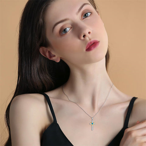 Cross Urn Necklace for Ashes Sterling Silver Turquoise Cremation Keepsake Memorial Pendant Cremation Ash Holder Jewelry