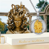Sterling Silver Gold Medusa Goddess Amulet Pendant Necklace