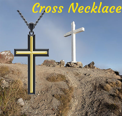 Sterling Silver Cross Religious Necklace for Men
