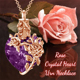 Sterling Silver Heart Crystal Rose Urn Necklaces for Ashes for Women