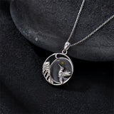 Sterling Silver Mustard Seed Black Cat Hummingbird Cross and Mountain Mountain Turquoise Sun and Moon Pendant Necklace