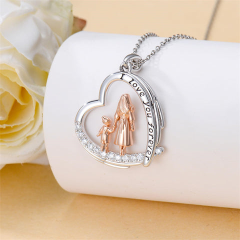 Sterling Silver Mother Daughter Father Daughter Sister Pendant Necklace Family Jewelry for Christmas Mother's Day