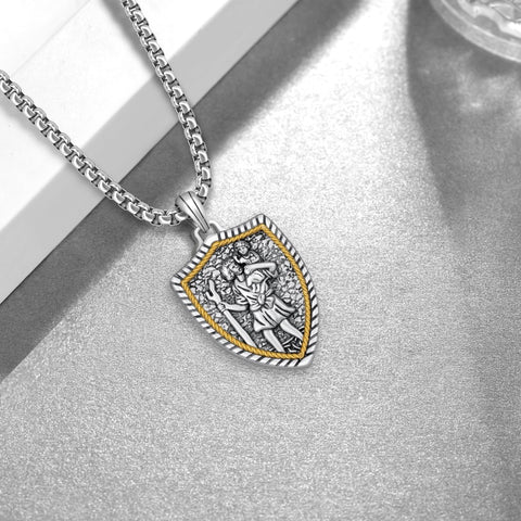 14K Gold Plated Masonic Cross Compass St Michael St Christopher Santa Muerte Star of David Pendant Necklace