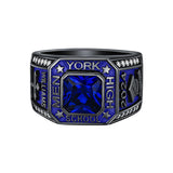 Sterling Silver Personalized Colorful Class High School  Graduation University College Ring for Men