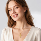 14K Gold Plated Cross Necklace for Women