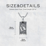 Sterling Silver Obsidian Lover Justice Cat Sun Moon Tarot Card Pendant Necklace