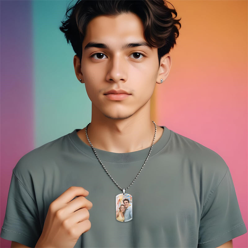 Stainless Steel  Personalized Photo Pendant Necklace for Men