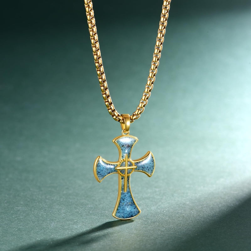 14K Gold Plated  Cross Necklace Religious Amulets Jewelry Gifts
