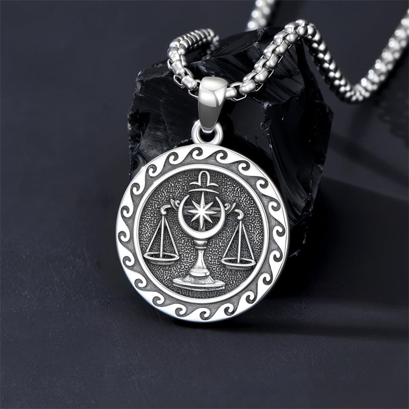 Sterling Silver 12 Zodiac Astrology Horoscope Pendant Necklace