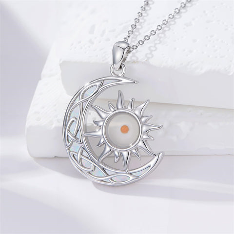 Sterling Silver Mustard Seed Black Cat Hummingbird Cross and Mountain Mountain Turquoise Sun and Moon Pendant Necklace