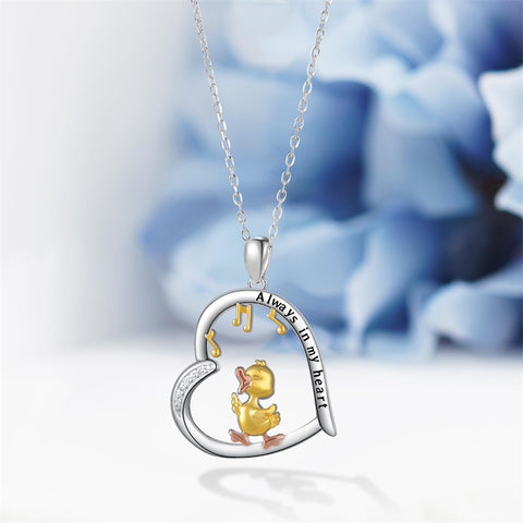 Duck Pendant Necklace 925 Sterling Silver Duck  Duck Jewelry for Mother Women Girls Duck Lovers Gifts