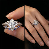 Sterling Silver 10K 14K 18K Gold 1CT-4CT Heart Round Teardrop Oval Moissanite Engagement Rings Set for Women