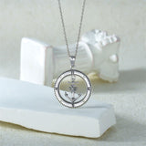 Sterling Silver Earth Swordfish Trident Compass Anchor Pendant Necklace