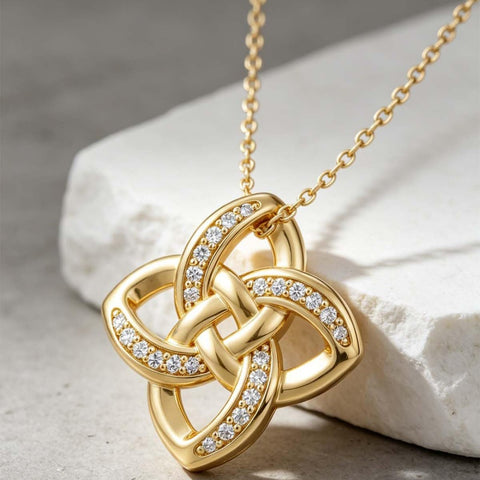 14K Gold Plated Celtic Knot Pendant Necklace Irish Jewelry Gift for Her