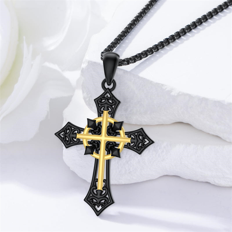 Sterling Silver Wooden Cross Pendant Necklace