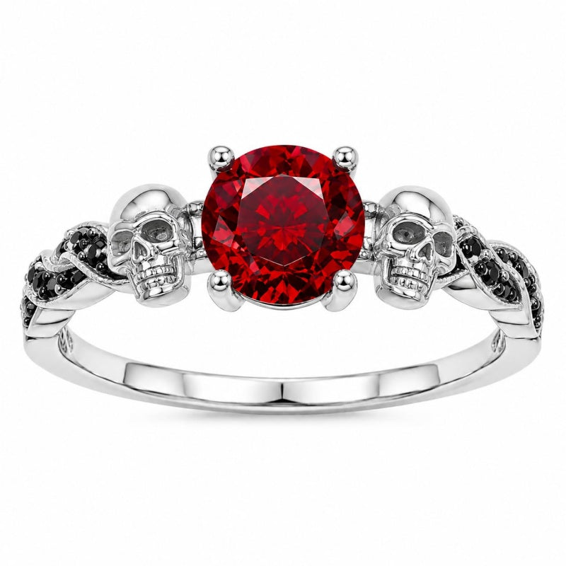 Sterling Silver 10K 14K 18K Gold Personalized Gothic Skull Ring Exquisite Spooky Jewelry for Halloween Lovers