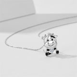 Cow Necklace 925 Sterling Silver Pendant Necklace Cows Gifts for Women Sister Daughter
