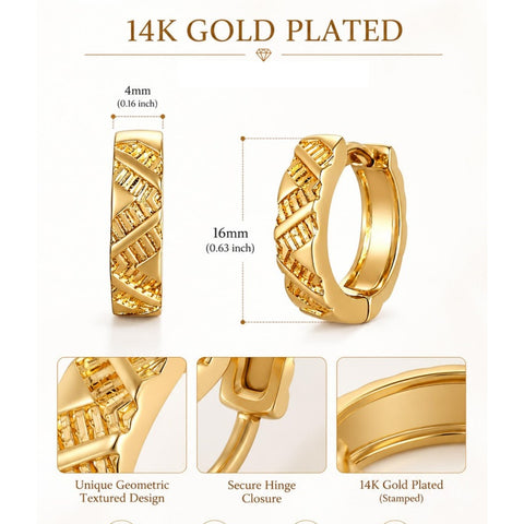 14K Gold Plated Hoop Earrings  Birthday Anniversary Jewelry Gift for Her