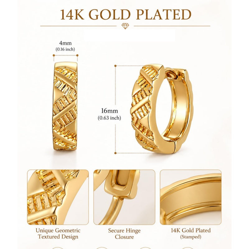 14K Gold Plated Hoop Earrings  Birthday Anniversary Jewelry Gift for Her
