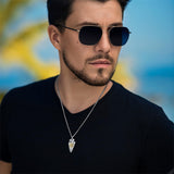 Sterling Silver Arrowhead Bear Claw Viking Compass Pendant Necklace