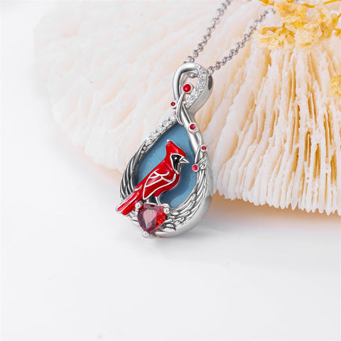 Sterling Silver Dove Hummingbird Red Cardinal Pendant Necklace