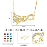 14K Gold Plated Birthstone Infinity Butterfly Necklace for Women