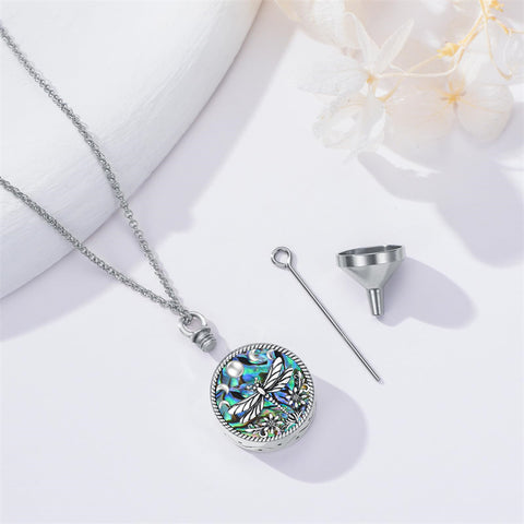 Sterling Silver Abalone Shell Bee Butterfly Dragonfly Urn Necklace for Ashes