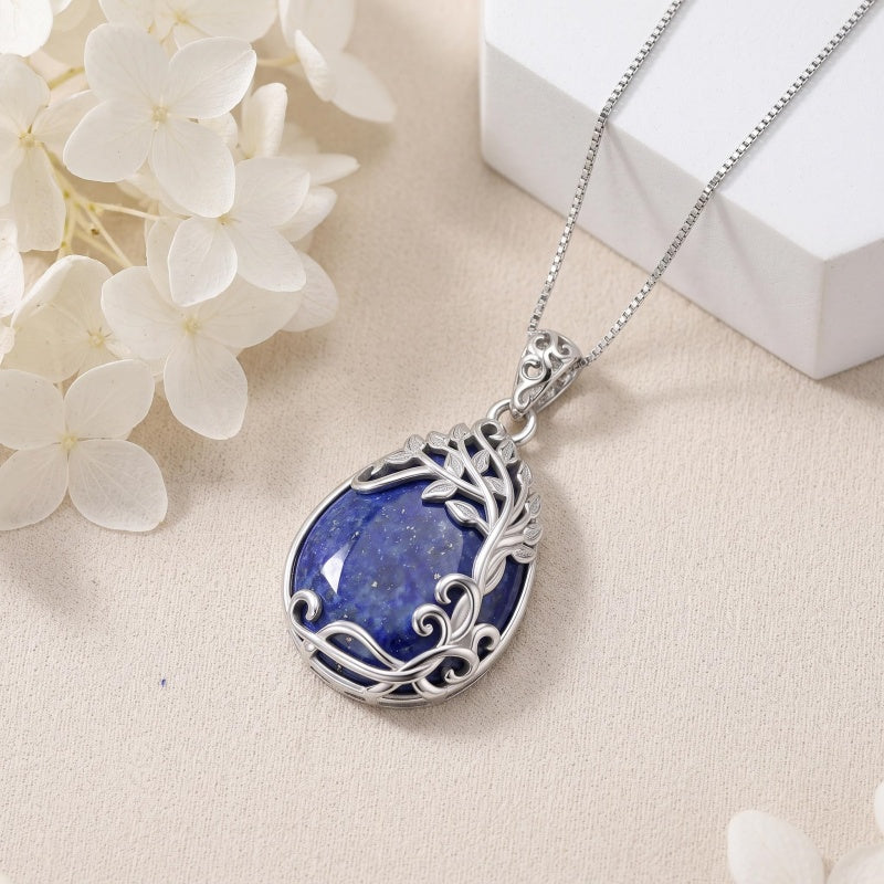 14K Gold Plated Teardrop Tree of Life Necklace for Women