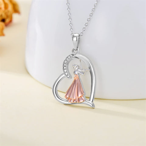 Sterling Silver Violinist Music Pendant Necklace